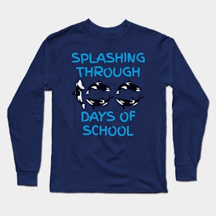 Splashing Through 100 Days of School Orca Killer Whale Kids Long Sleeve T-Shirt